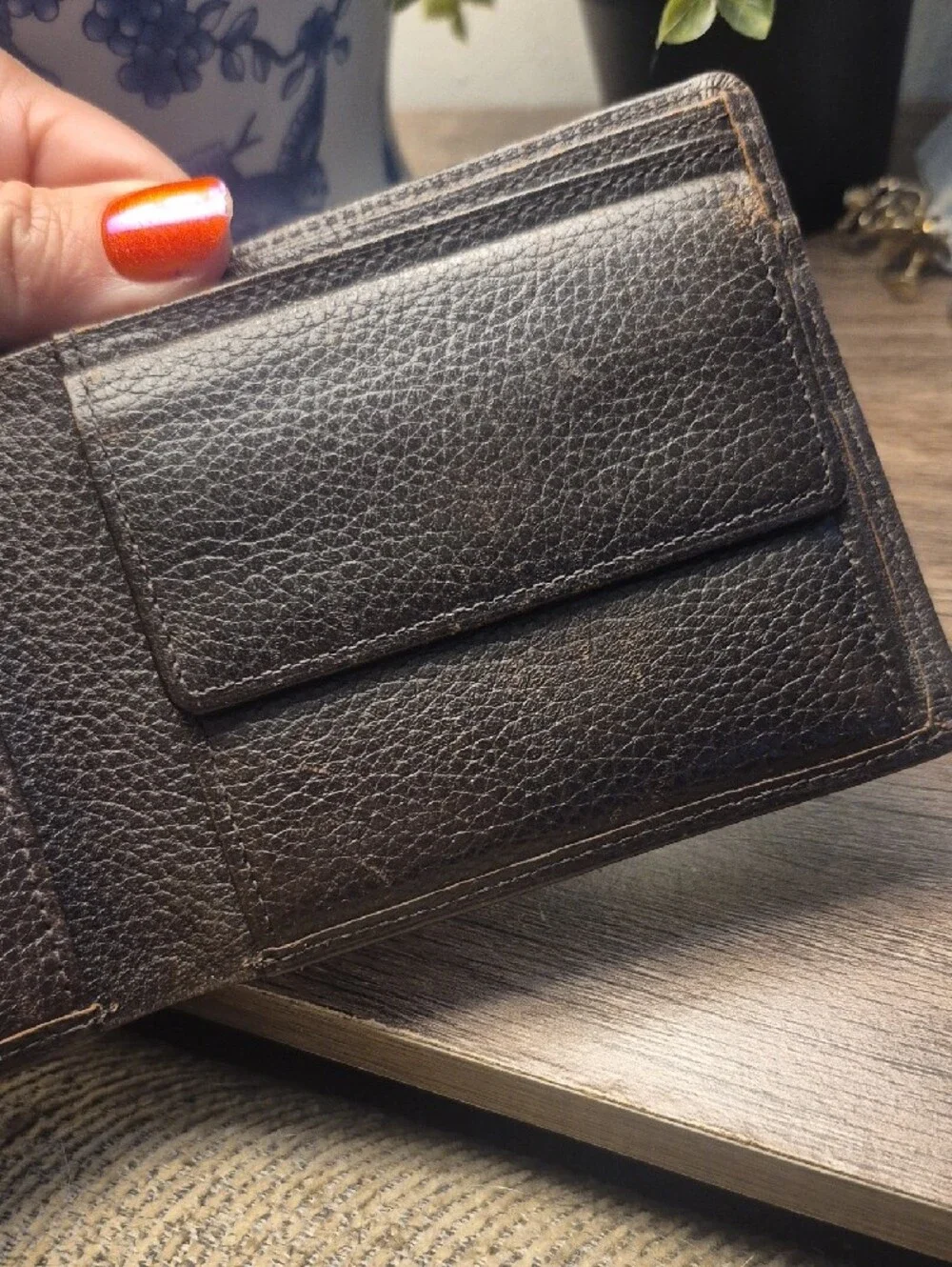 Burberry Men's Pebbled Leather Bifold Wallet